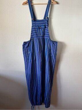 Blue Striped Cotton Overalls